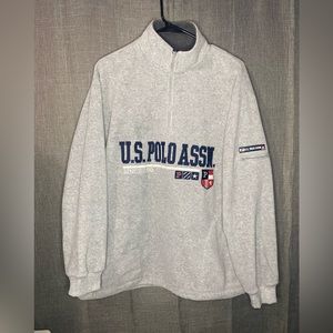 U.S. Polo Assn. Big Logo Emb Men's Size M (XL) Gray 1/4 Zip Pullover Fleece